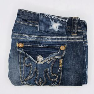 MEK Denim Jeans Seville Easy Capri Stud Pockets Ripped Distressed Women 31